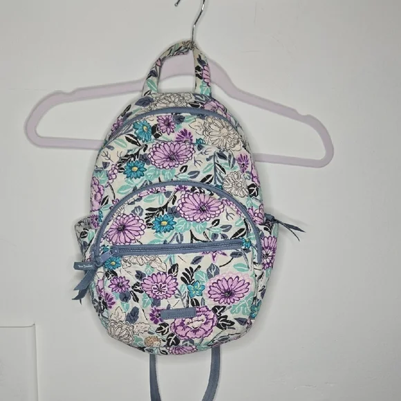 Vera Bradley Floral Blue, Black and Purple Backpack Vera Bradley | Bags | Vera Bradley Black Backpack With Blue  main image 3